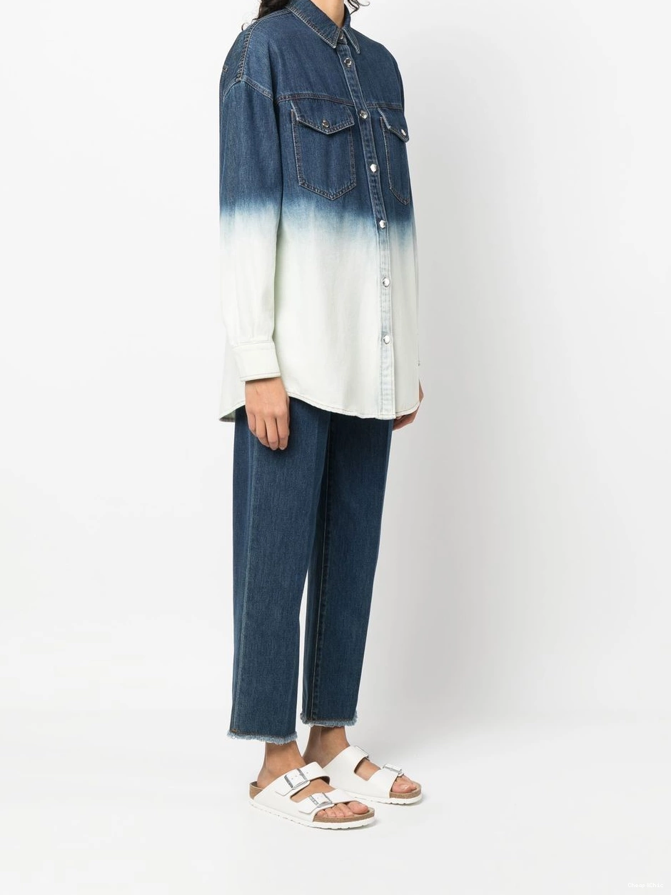 Cheap Women Moschino Love denim ombre-effect shirt 0403